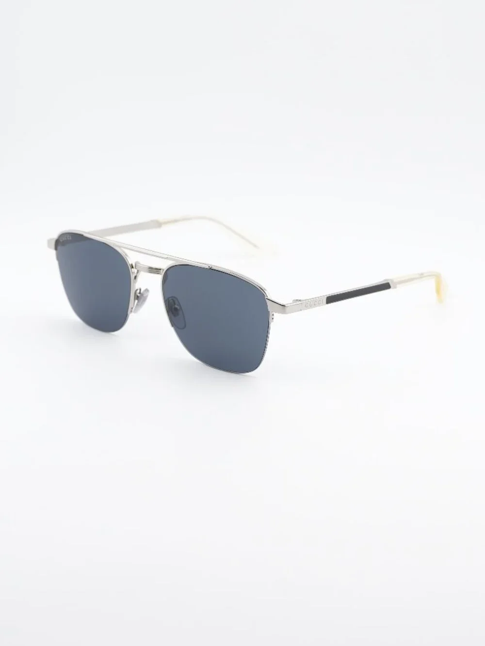 Gucci GG0985S 001 Men Sunglasses Silver Square Frame, Grey Lenses